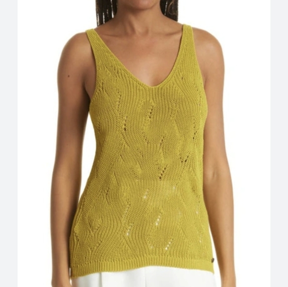Ted Baker Women top mustard-yellow knit  tank top. - Picture 6 of 9